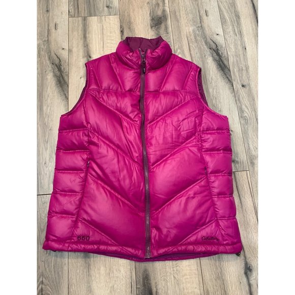 Cabela’s Women’s Goose Down Medium 650 Puffer Vest Pink - Picture 1 of 15